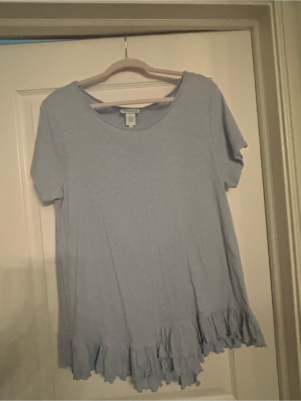 Sundance Light Blue Short-Sleeve Ruffle-Hem Top